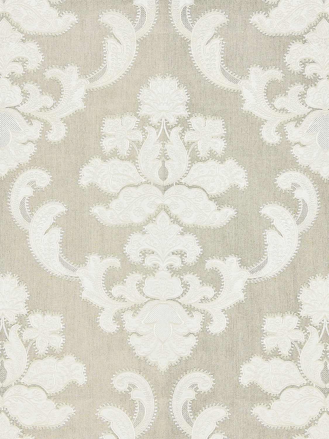 Cornelia Damask Embroidery - Flax - Scalamandre Fabric