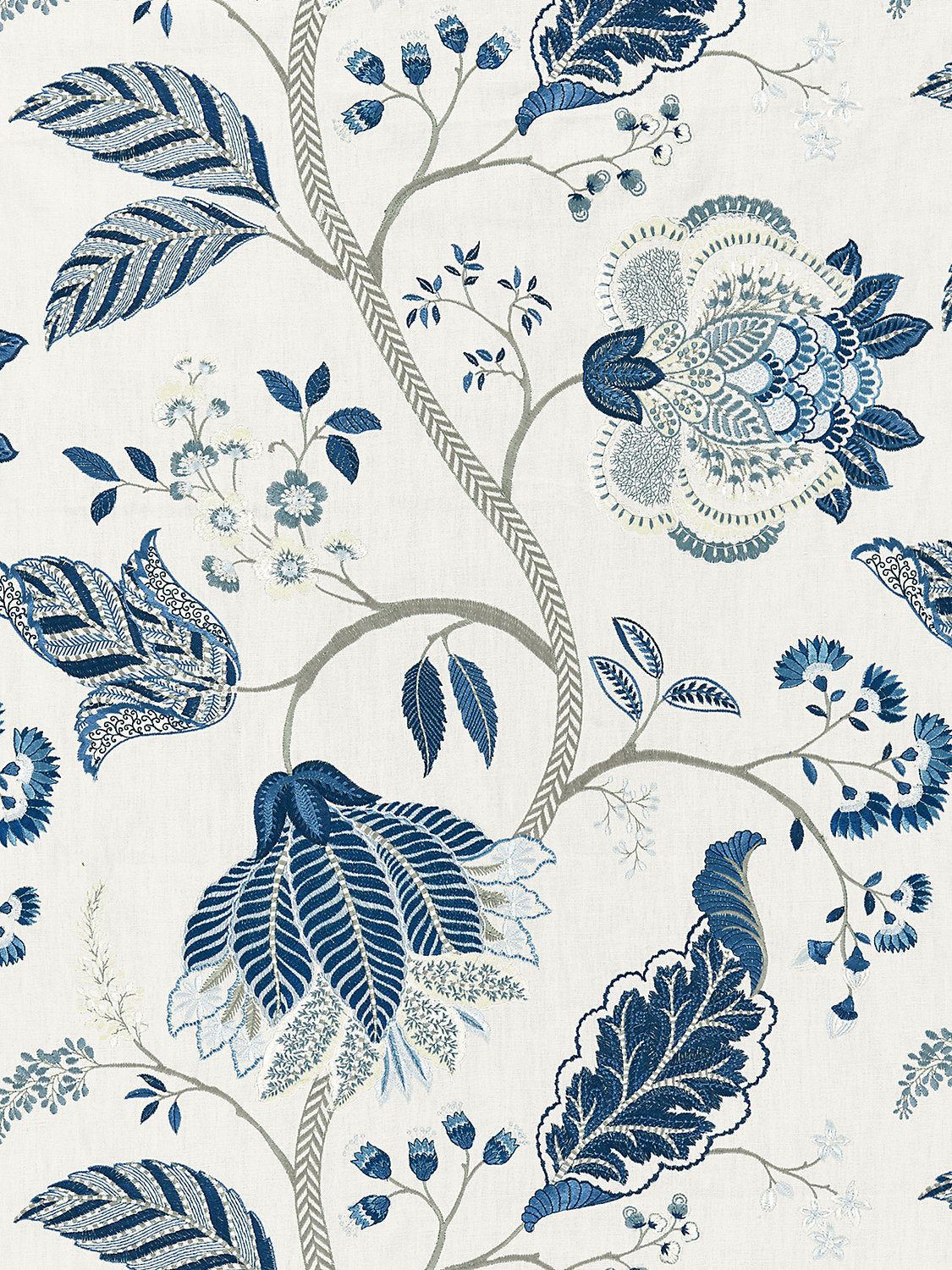 Palampore Embroidery - Porcelain - Scalamandre Tela