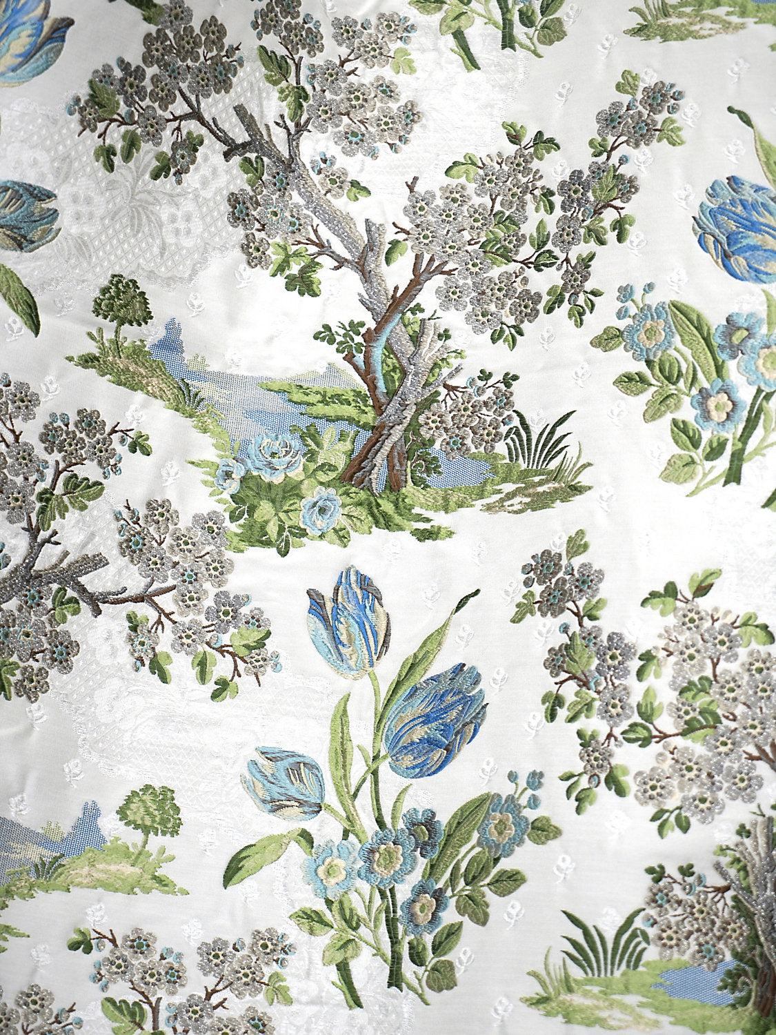 Avignon Brocade - Porcelain On White - Scalamandre Fabric