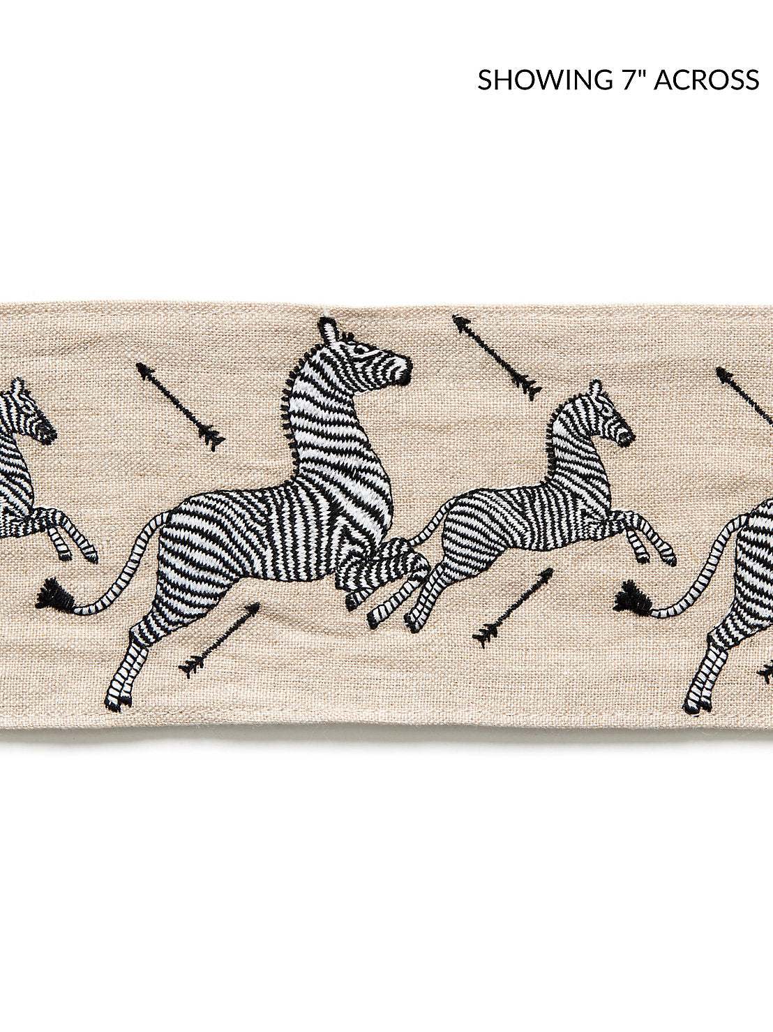 Zebras Embroidered Tape - Linen