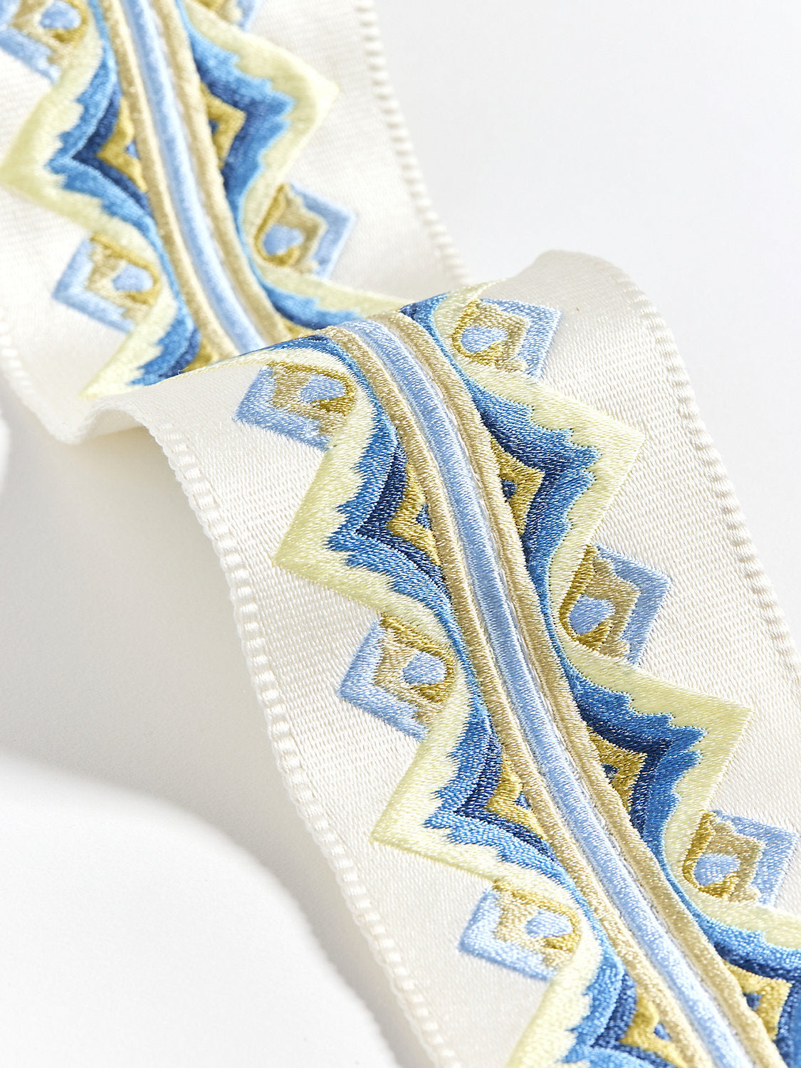 Flamme Embroidered Tape - Blue And Yellow - Scalamandre Trim