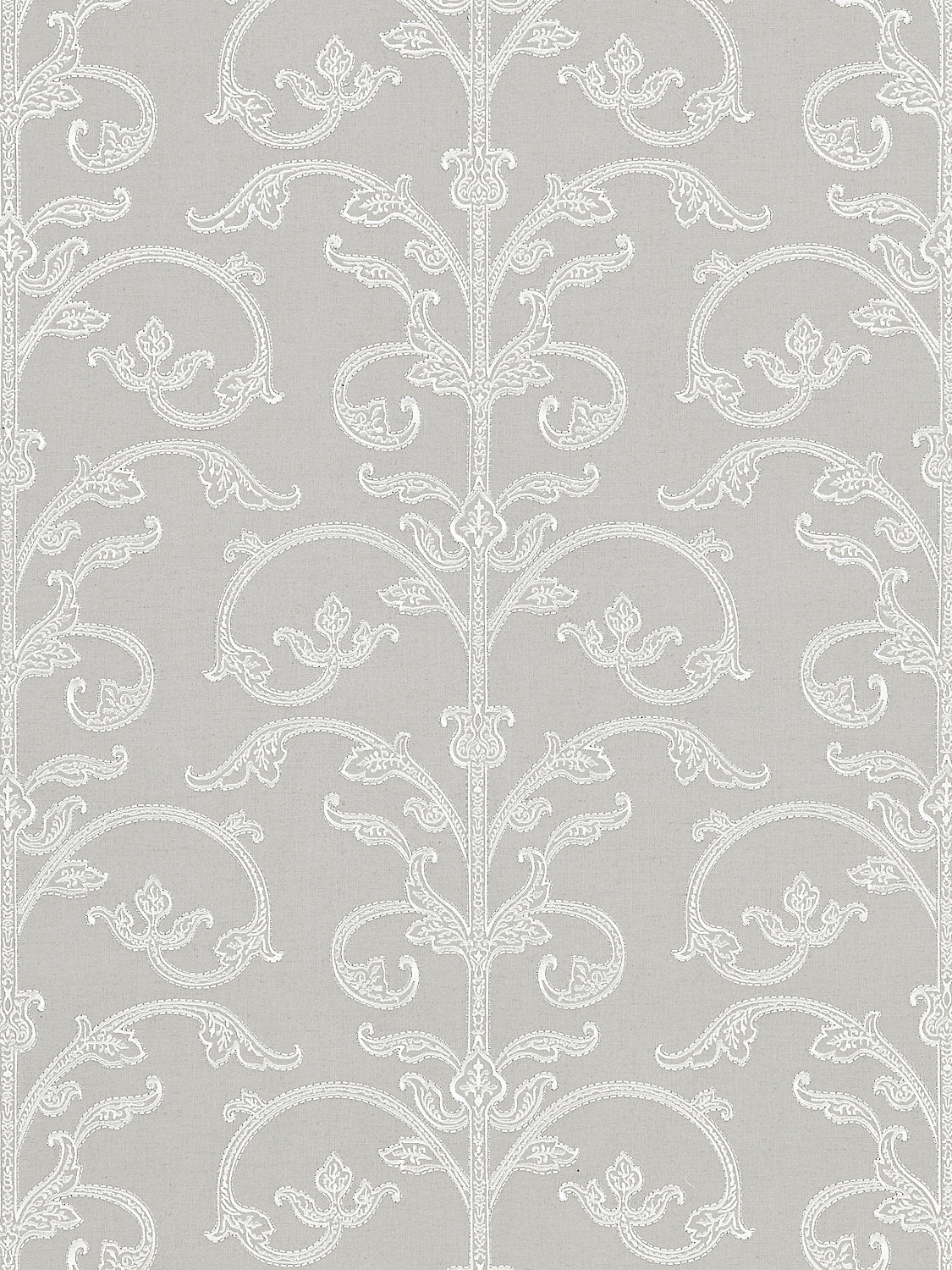 Saxony Scroll Wallcovering - Steel - Scalamandre Wallpaper