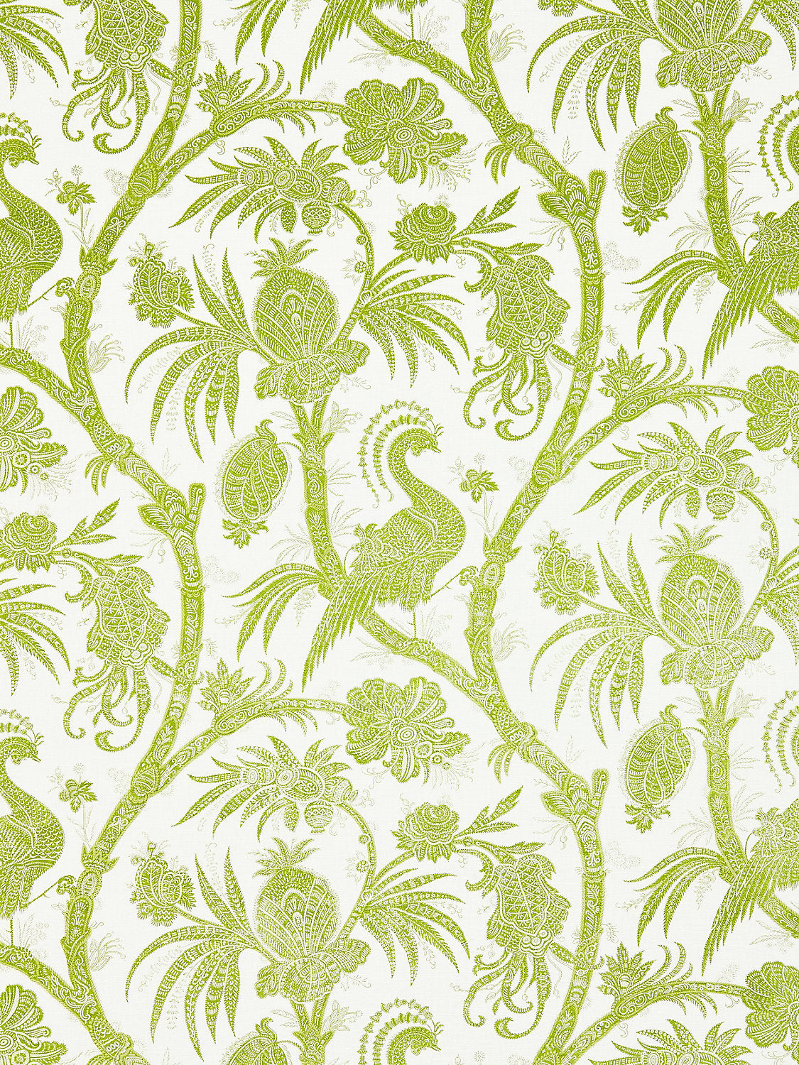 Balinese Peacock Linen Print - Pear