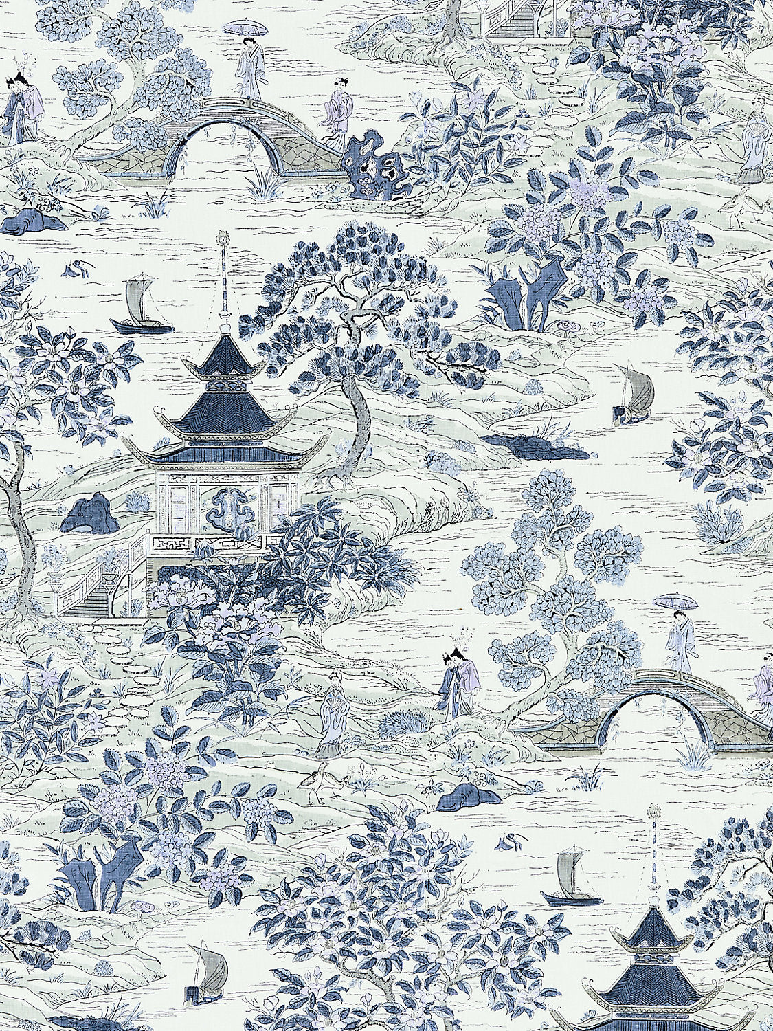 Satomi Hand Block Print - Evening Blue - Scalamandre Fabric