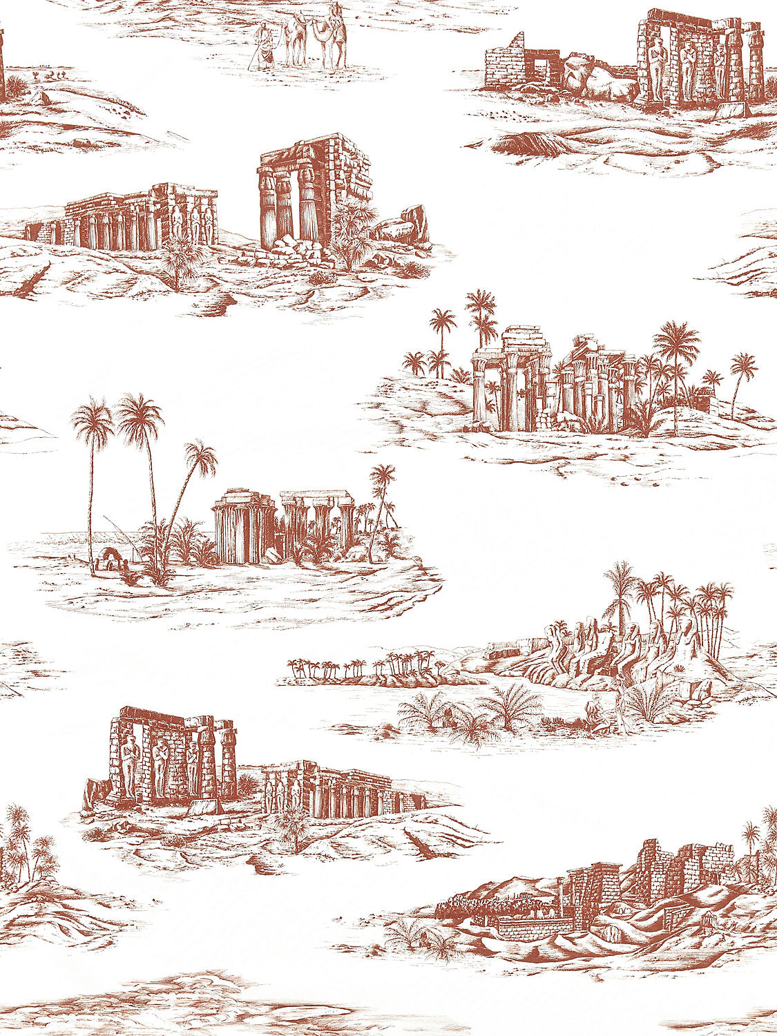 Cairo Toile - Red Clay - Scalamandre Fabric
