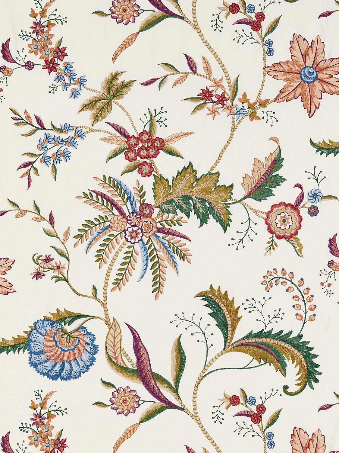 Seraphine Embroidered Silk - Jewel Multi - Scalamandre Fabric