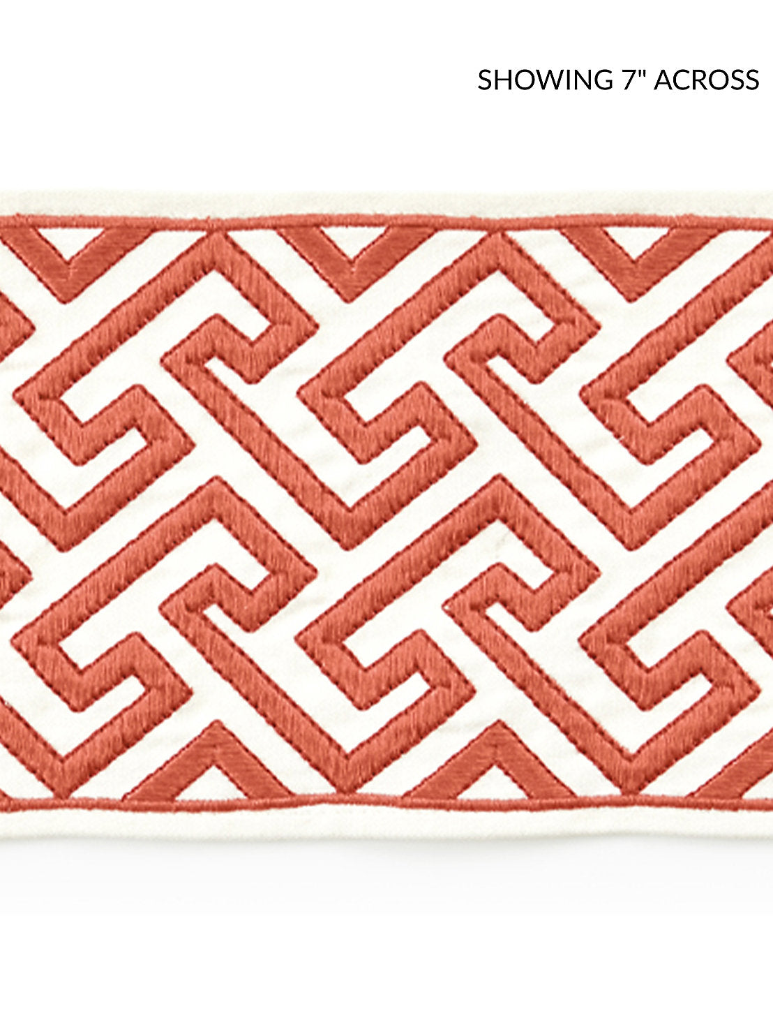 Labyrinth Embroidered Tape - Coral