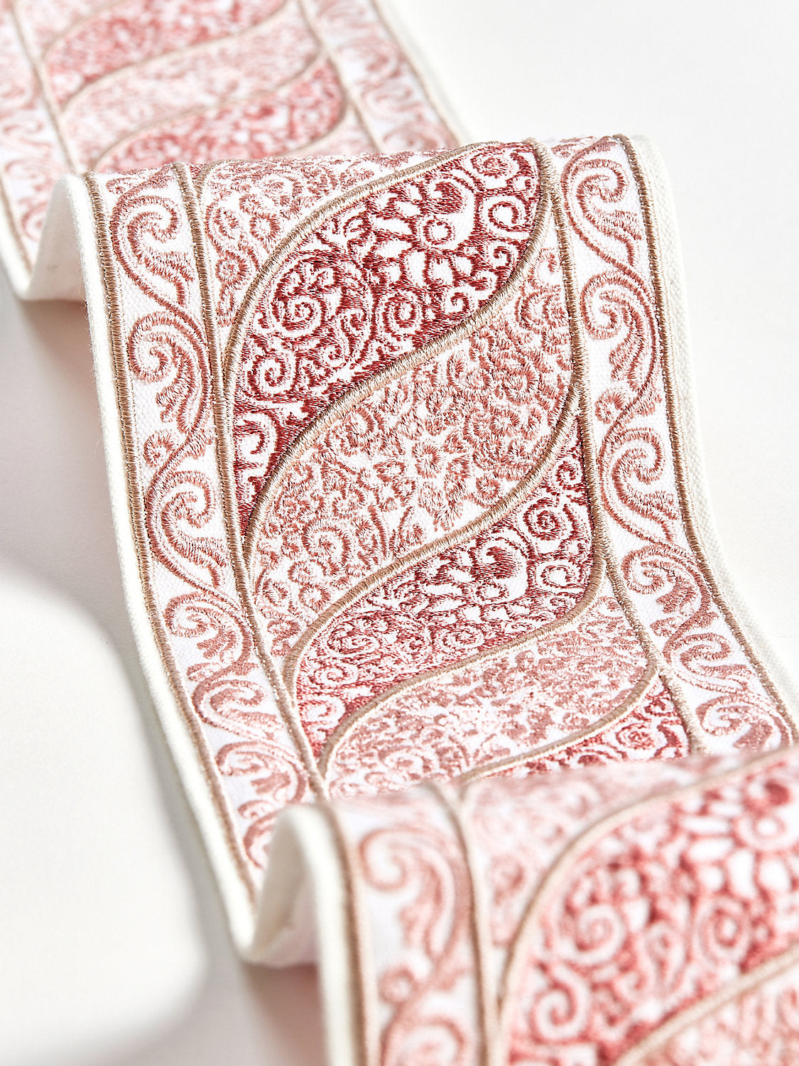 Paisley Embroidered Tape - French Rose