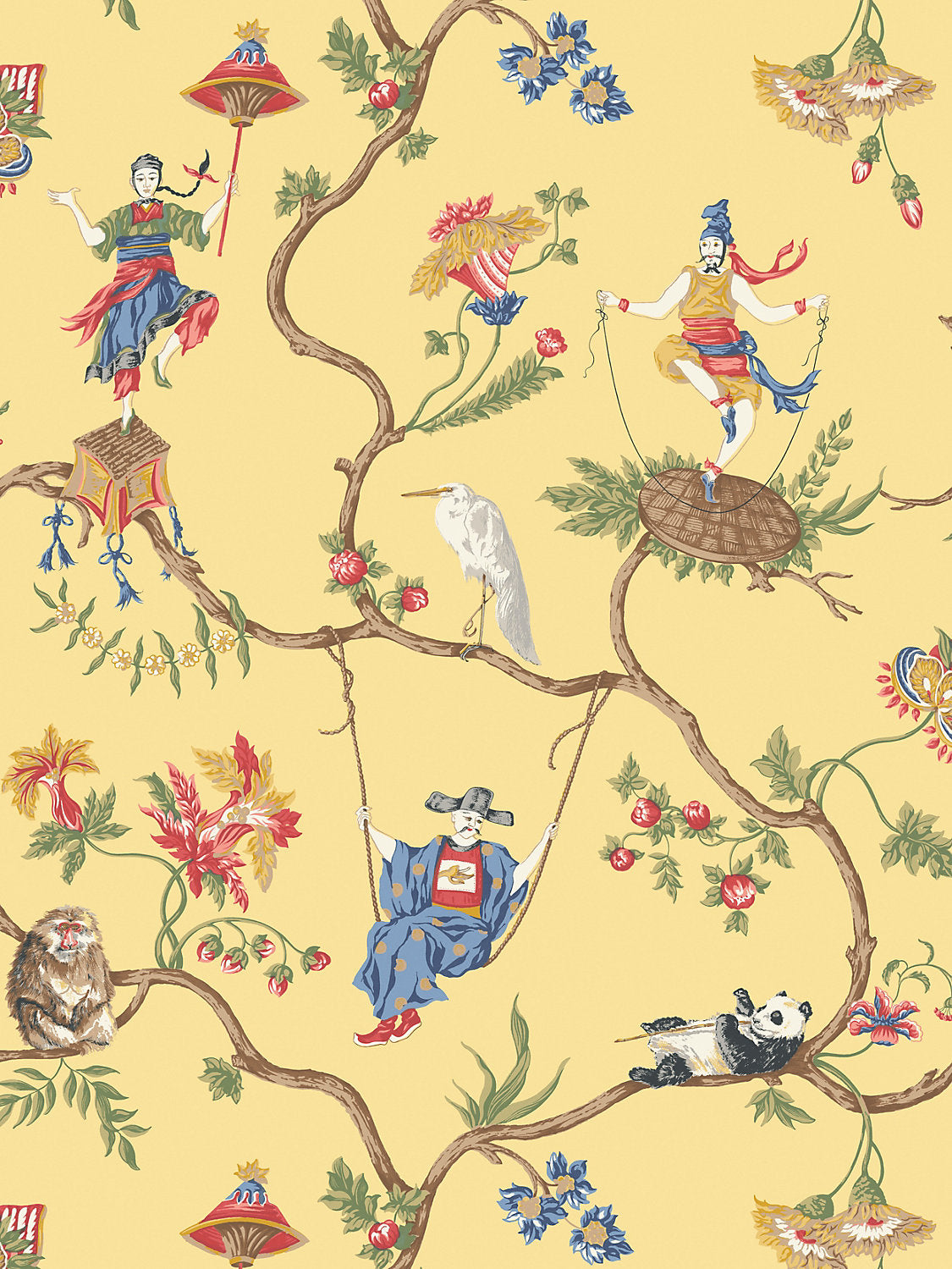 Ming Circus - Multi On Pollen - Scalamandre Wallpaper