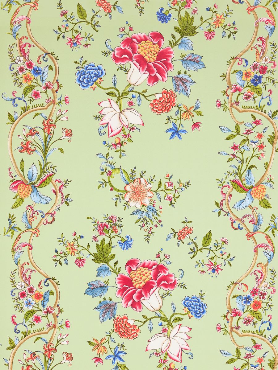 Camellia Trellis Wallcovering wallpaper in Seafoam Posey by Scalamandré - Scalamandre Wallpaper