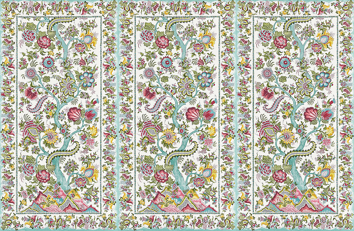 Metropolitan Palampore | Mural - Flower Garden - Scalamandre Wallpaper