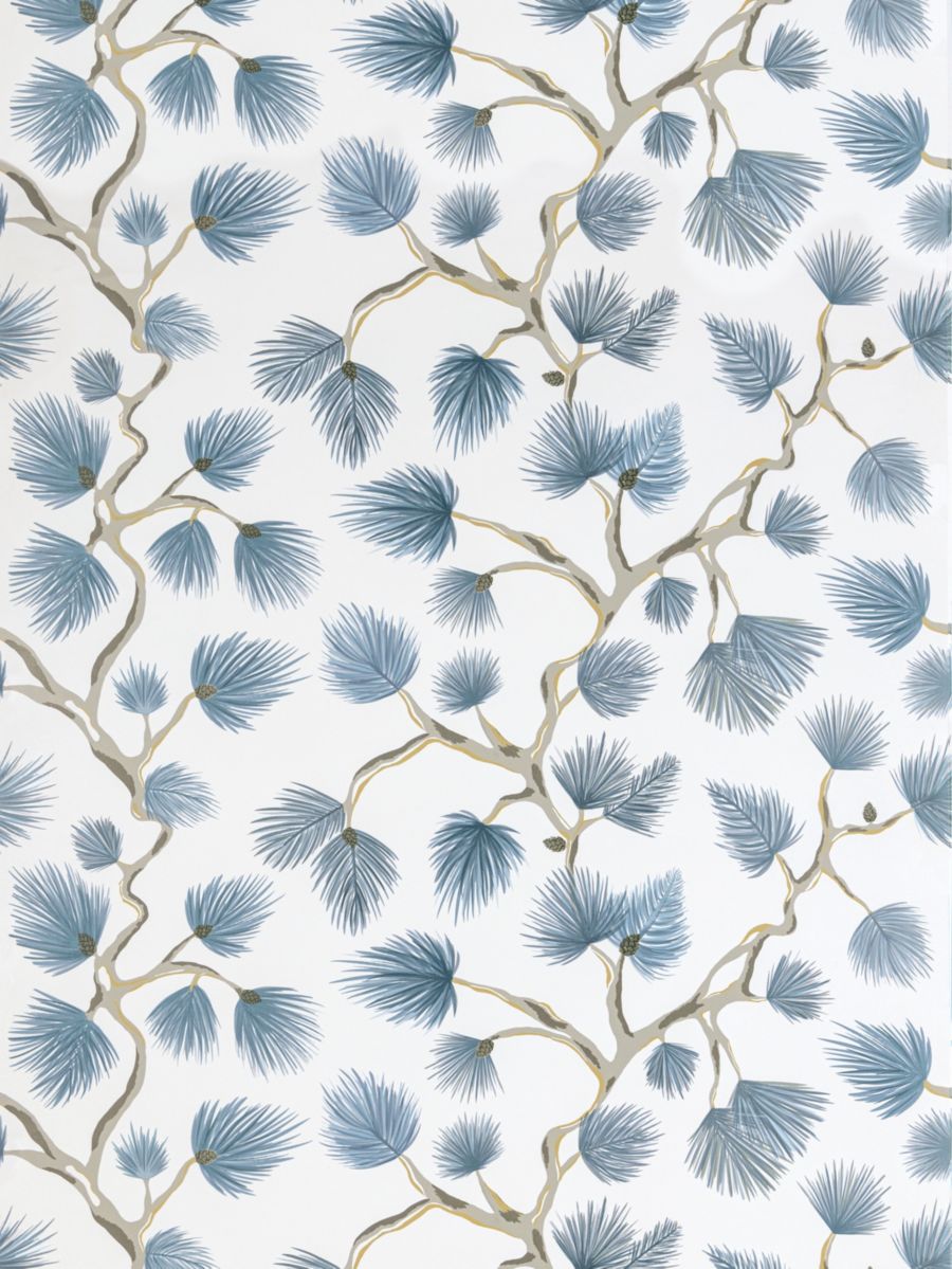 Pignoli Wallcovering wallpaper in Blue Jay by Scalamandré - Scalamandre Wallpaper