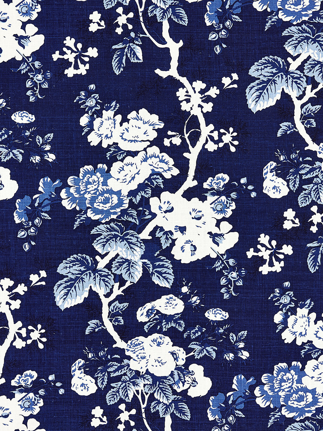 Ascot Linen Print - Indigo - Scalamandre Fabric