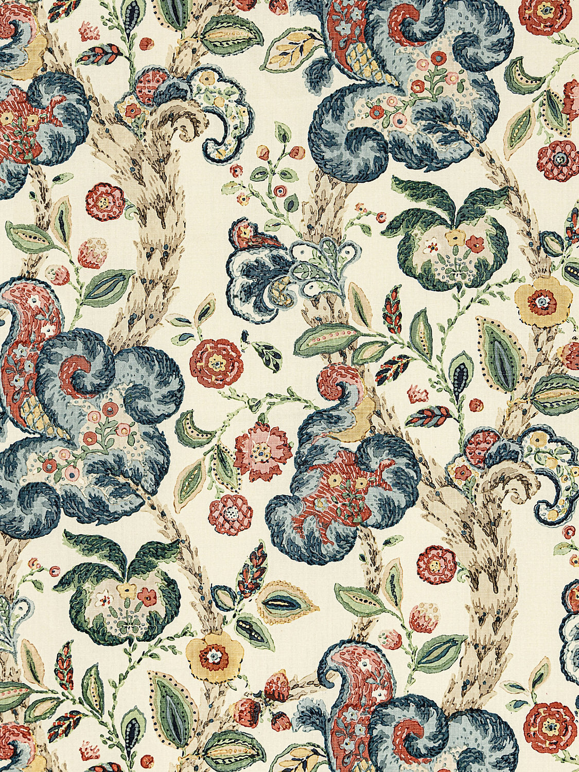 Cumbria Hand Block Print - Multi On Cream - Scalamandre Fabric