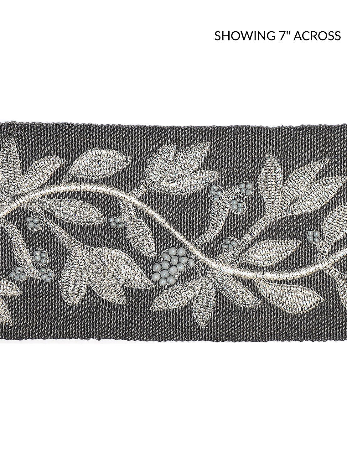 Laurel Embroidered Tape - Charcoal