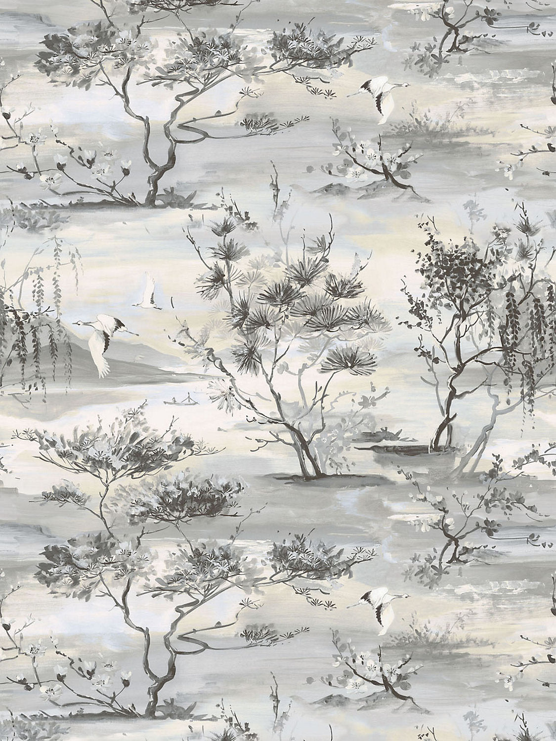 Sagimai - Charcoal - Scalamandre Wallpaper