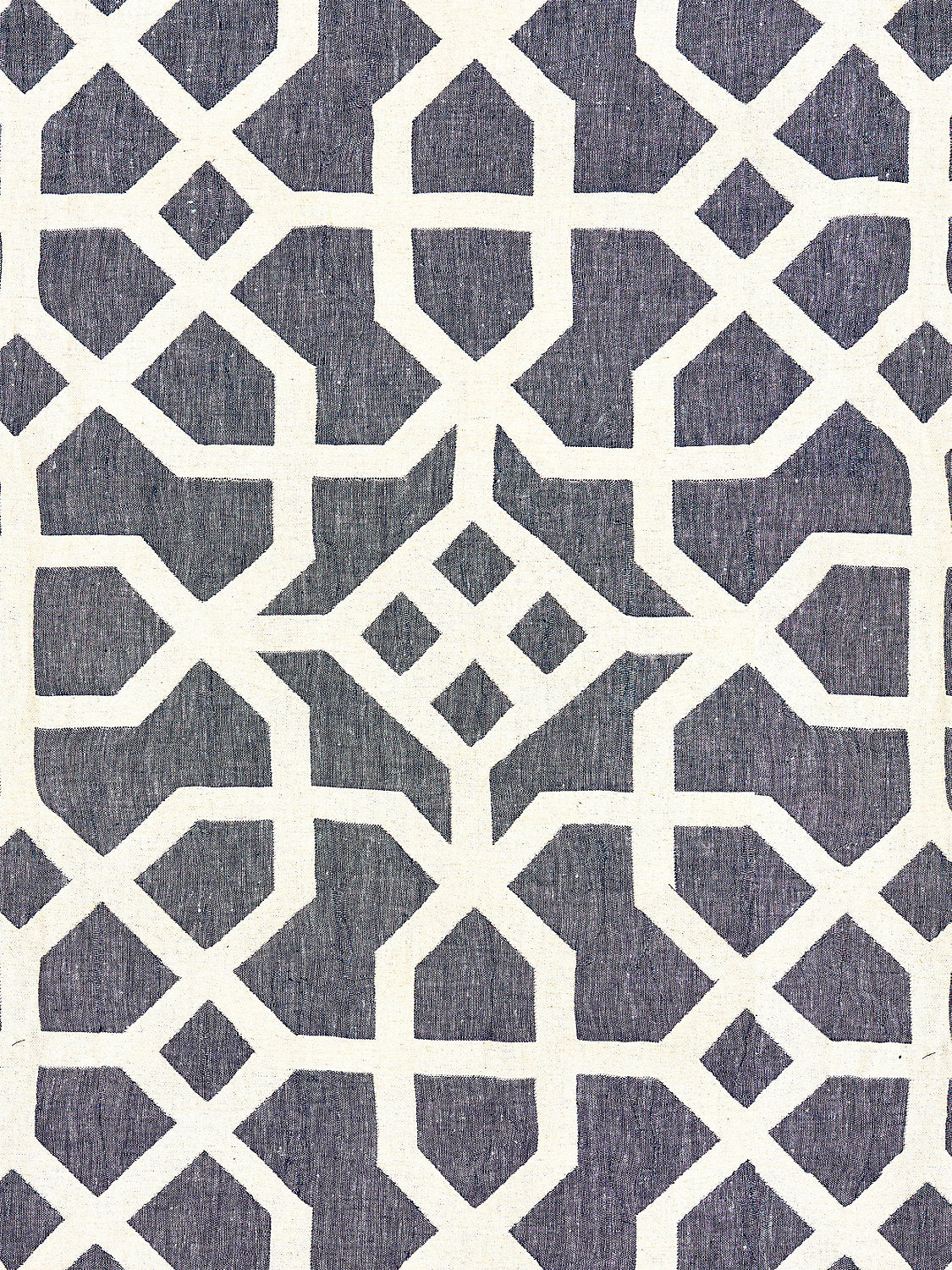 Linen Lattice - Indigo & Greige - Scalamandre Fabric