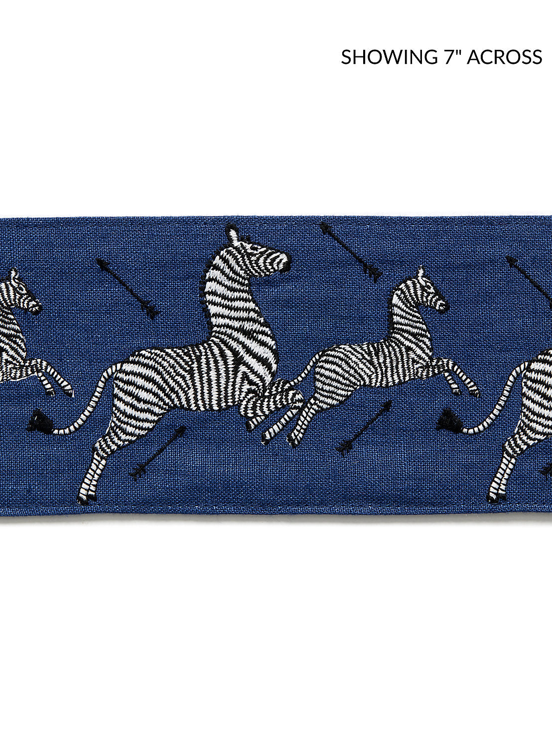 Zebras Embroidered Tape - Denim