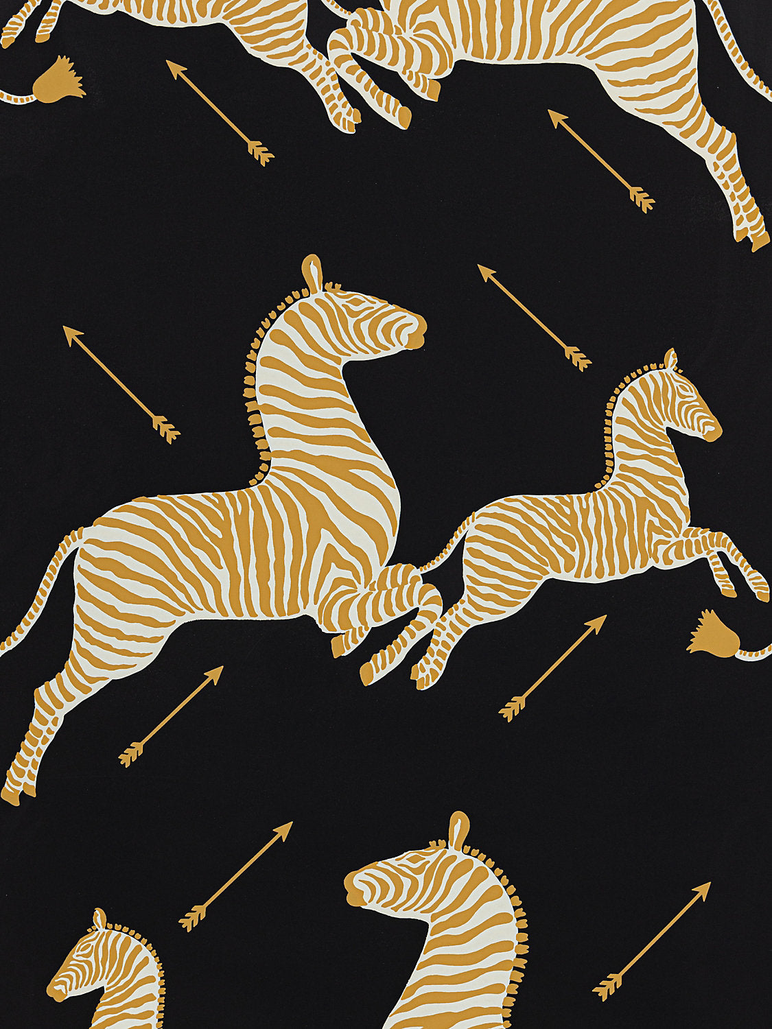 Zebras | Vinyl - Black - Scalamandre Wallpaper