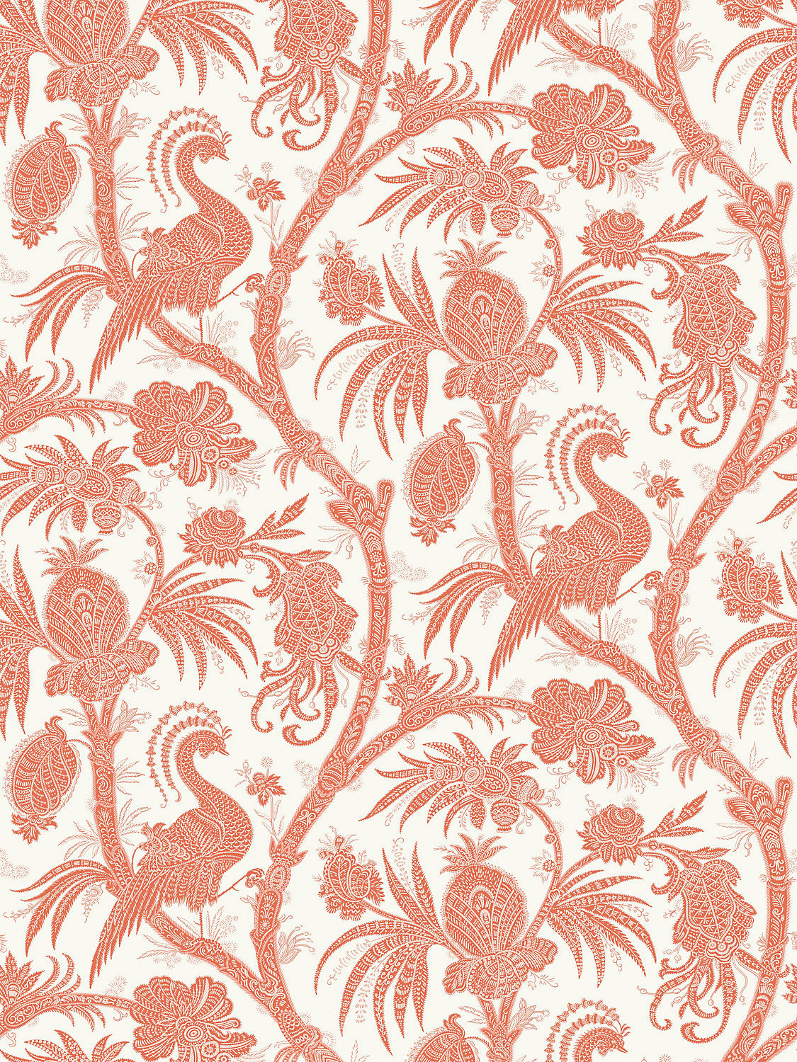 Balinese Peacock - Mandarin - Scalamandre Wallpaper
