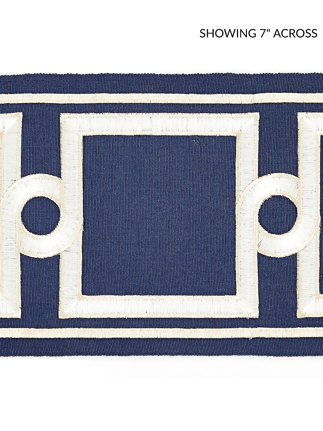 Square Link Embroidered Tape - Indigo