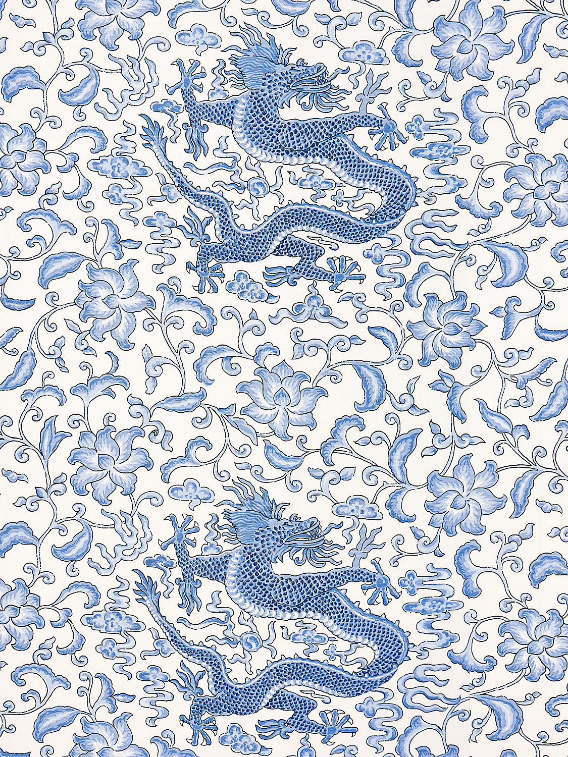 Chi'En Dragon Linen Print - Hyacinth Blue - Scalamandre Fabric