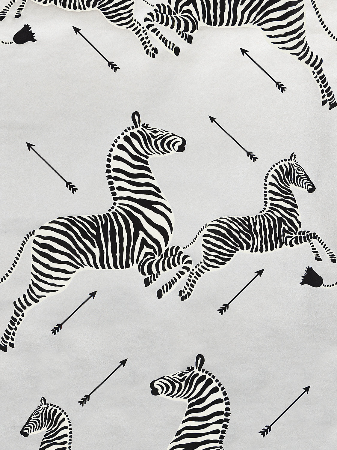 Zebras - Wallpaper - Trimmed - Silver