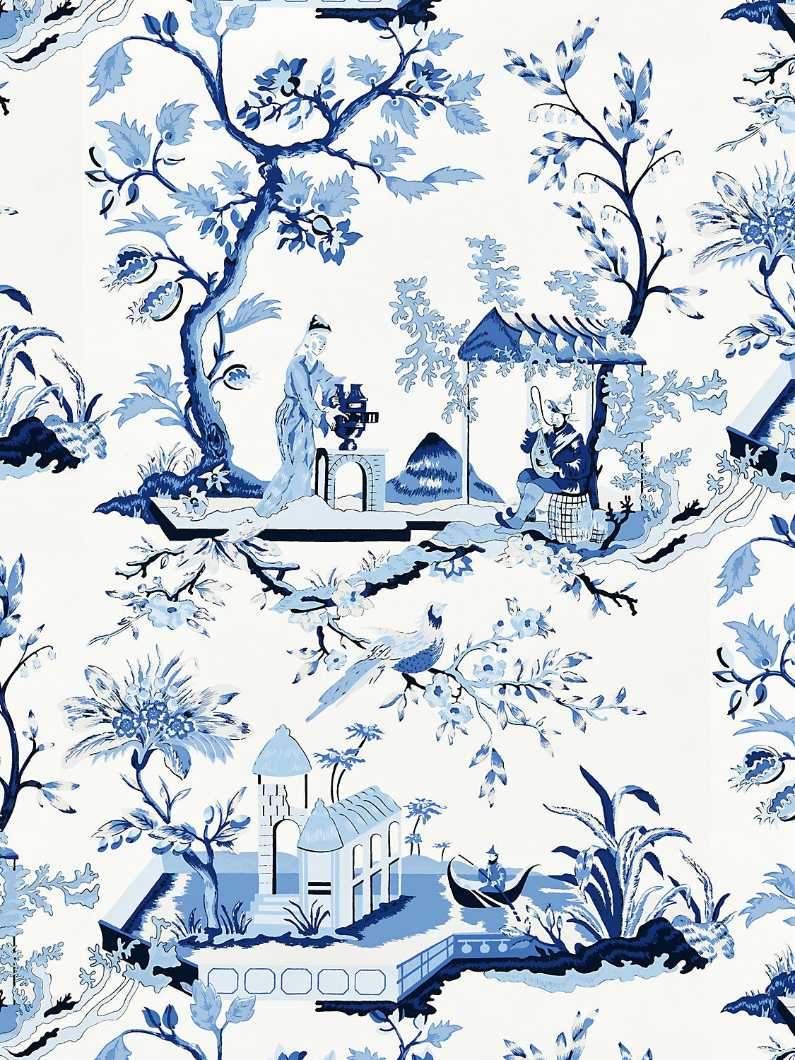 Ch'In Ling - Porcelain - Scalamandre Wallpaper