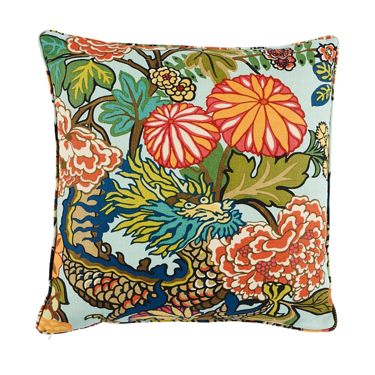 Chiang Mai Dragon - Aquamarine  SO17327004 - 18" x 18" - Schumacher Pillow