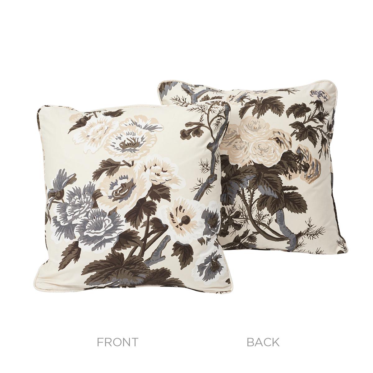 Schumacher Pillow – Pyne Hollyhock  -  Charcoal -  SO17445004 – 18" x 18"