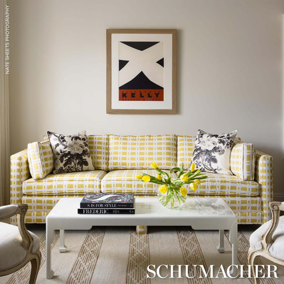 Schumacher Pillow – Pyne Hollyhock  -  Charcoal -  SO17445004 – 18" x 18"