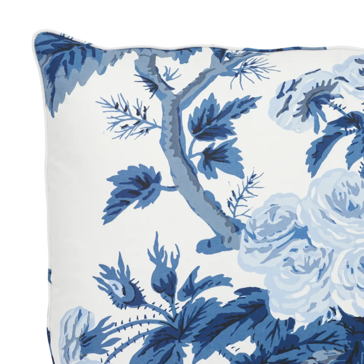 Schumacher Pillow – Pyne Hollyhock  -  Indigo  SO17445204 – 18" x 18"