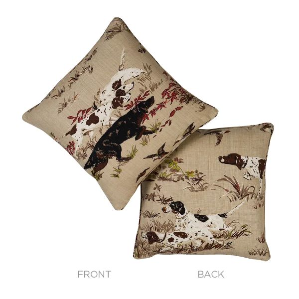 Pointers Pillow –  Tan - SO17516006 - 22" x 22" - Schumacher Pillow - Schumacher Pillow