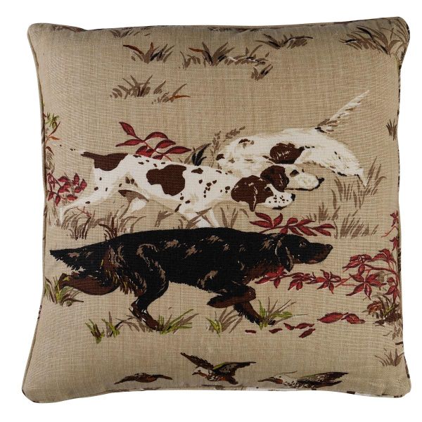 Pointers Pillow –  Tan - SO17516006 - 22" x 22" - Schumacher Pillow - Schumacher Pillow
