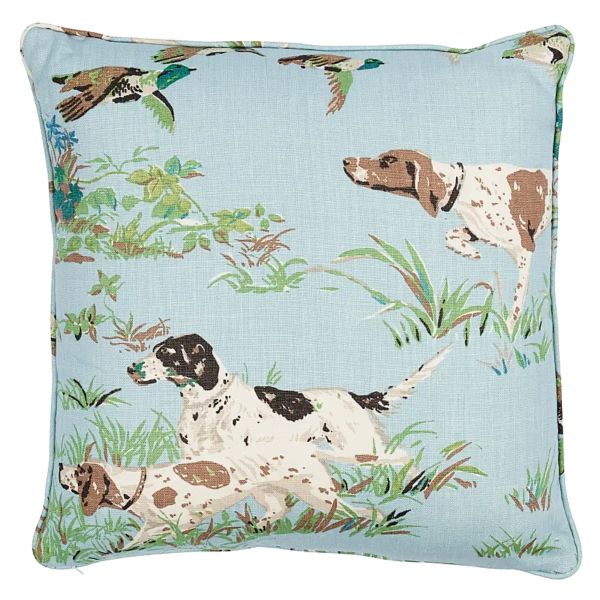 Pointers Pillow –  Sky - SO17516106 - 22" x 22" - Schumacher Pillow - Schumacher Pillow
