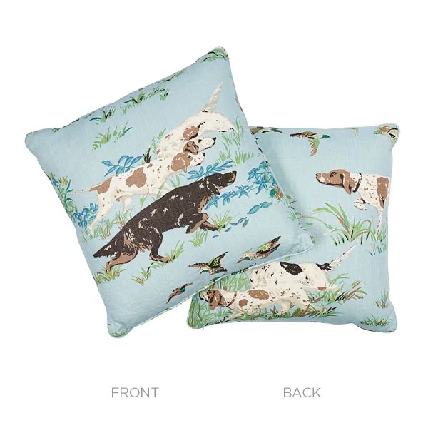 Pointers Pillow –  Sky - SO17516106 - 22" x 22" - Schumacher Pillow - Schumacher Pillow