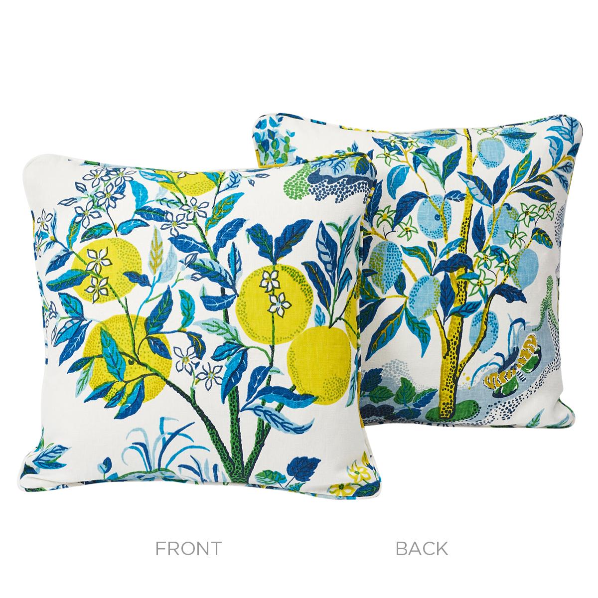 Schumacher Pillow -Citrus Garden - Pool  - SO17576106 - 22" x 22"