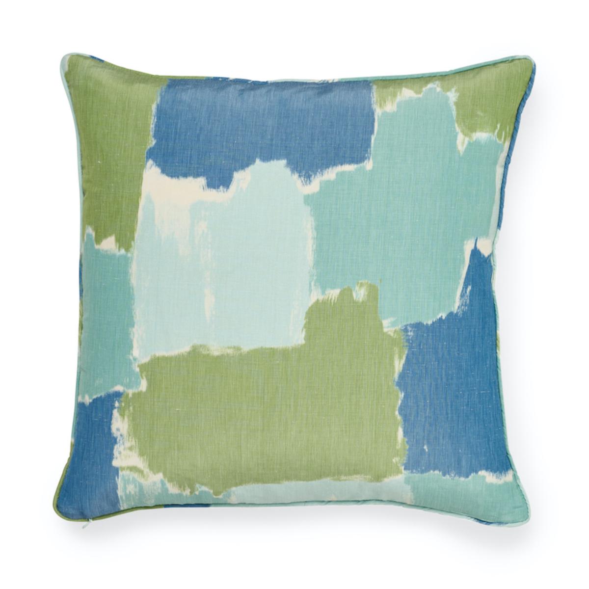 Schumacher Pillow – Colorblock Ikat - Aqua – SO17847005 - 20" x 20"