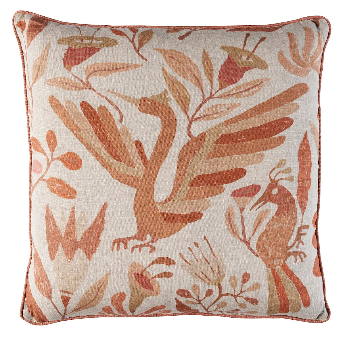 Schumacher Canopy Pillow pillow in Terracotta, 22" x 22" view 2 - Schumacher Pillow