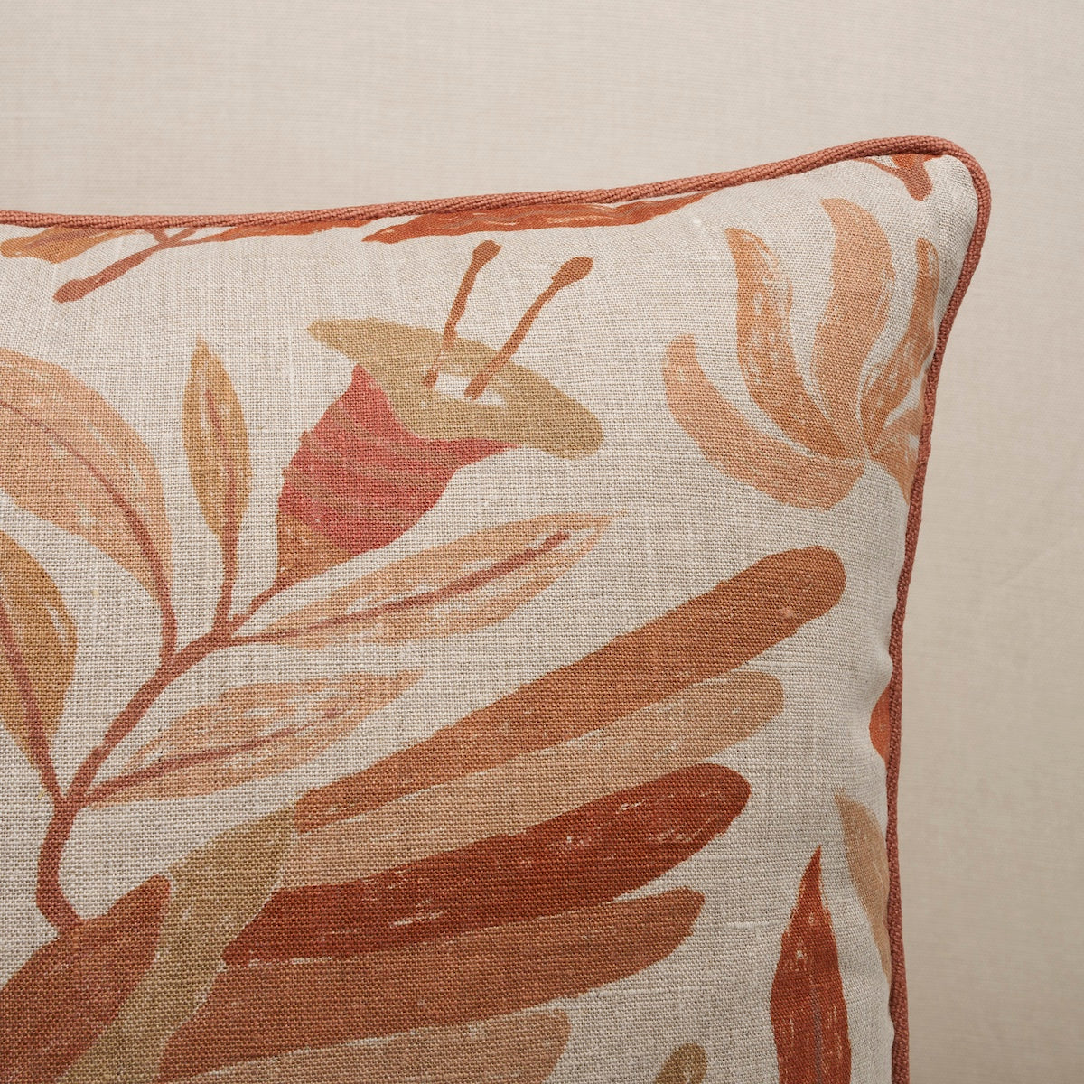 Schumacher Canopy Pillow pillow in Terracotta, 22" x 22" view 4 - Schumacher Pillow
