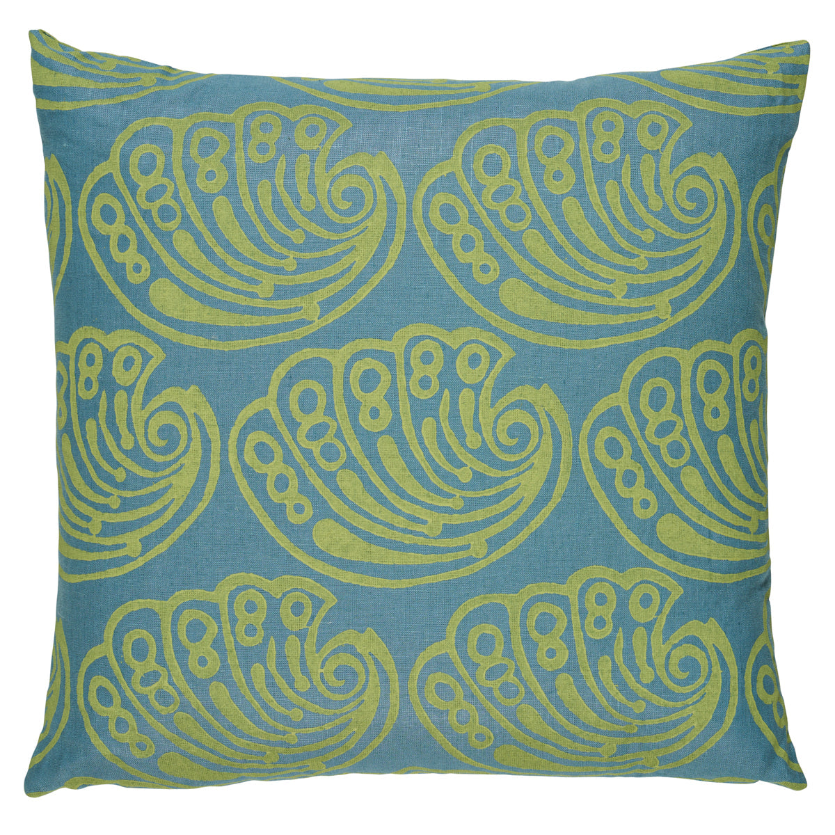 Schumacher Ramsgate Hand Block Pillow pillow in Seaweed, 20" x 20" - Schumacher Pillow