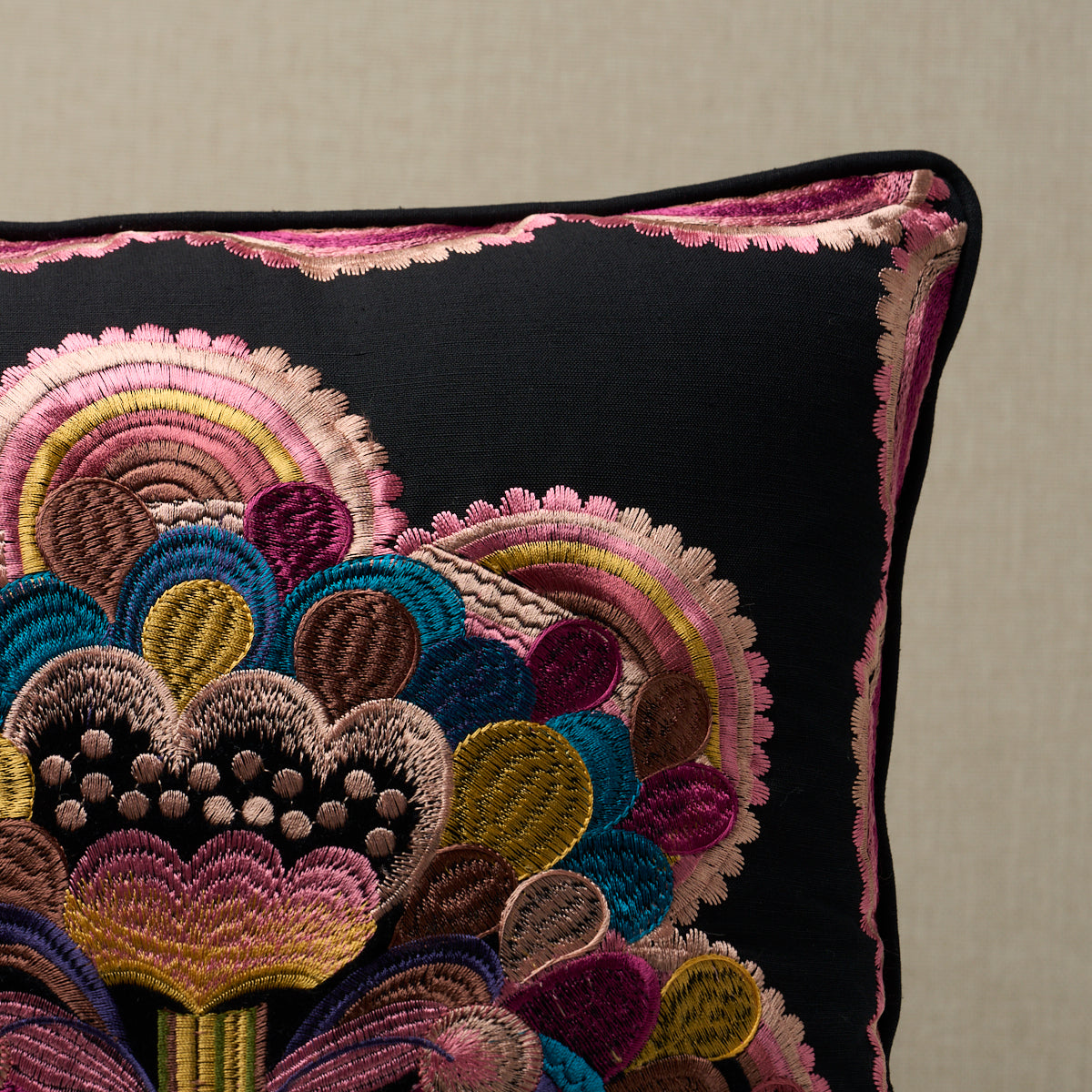 Le Coeur De La Fleur Pillow - Night - Schumacher SO18308304 - view 4 - Schumacher Pillow
