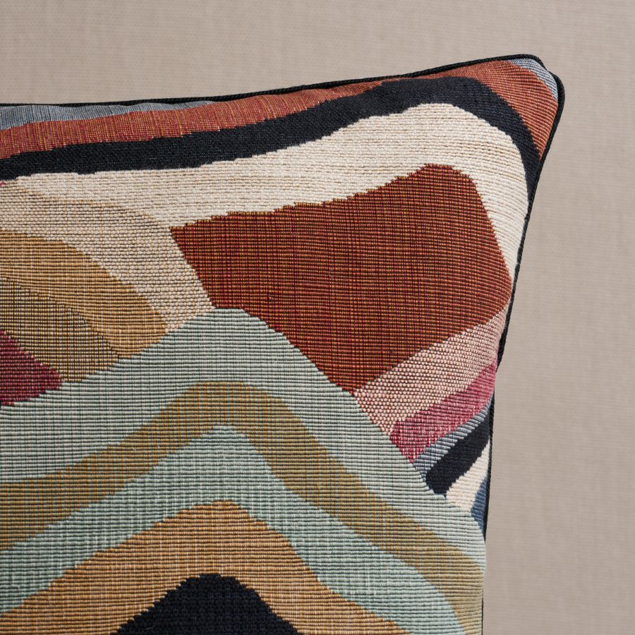 Schumacher Avala Hills Pillow pillow in Earthy Multi, 22" x 22" view 2 - Schumacher Pillow
