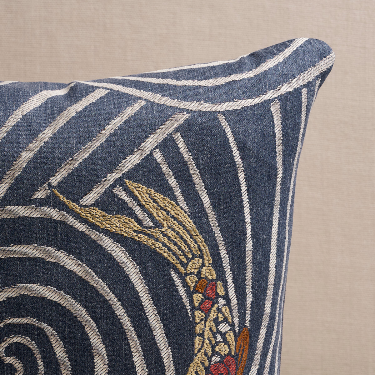 Schumacher Koi Fish Pillow pillow in Indigo, 20" x 20" view 4 - Schumacher Pillow