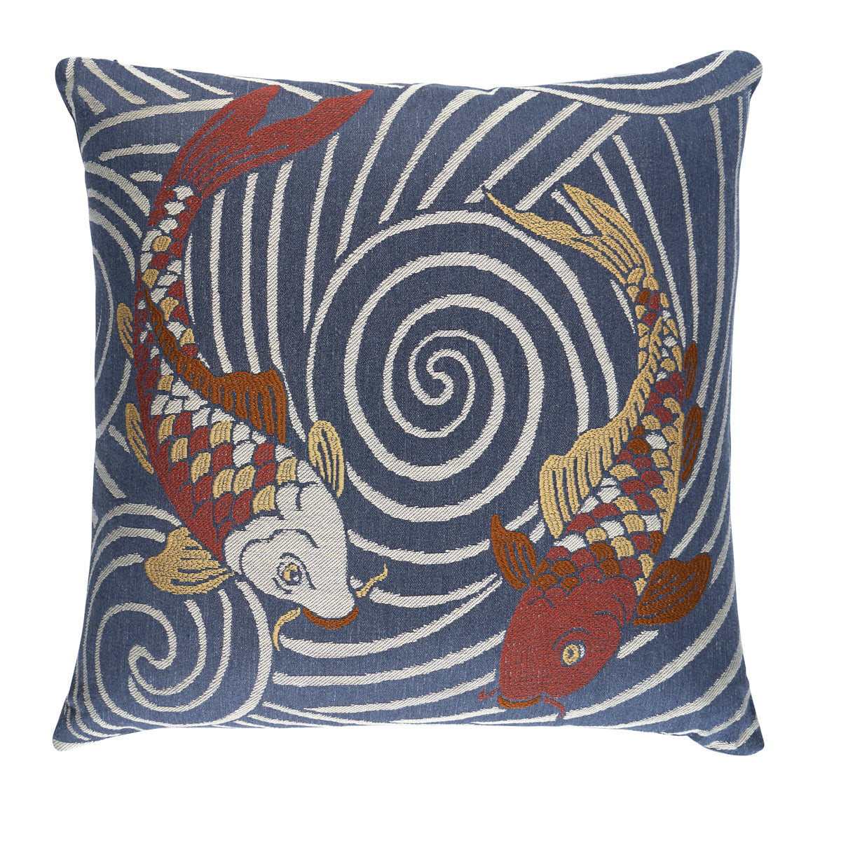Schumacher Koi Fish Pillow pillow in Indigo, 20" x 20" - Schumacher Pillow