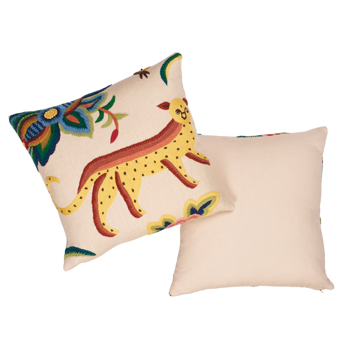 Spotswood Crewel Pillow A in Paradise by Schumacher - view 3 - Schumacher Pillow