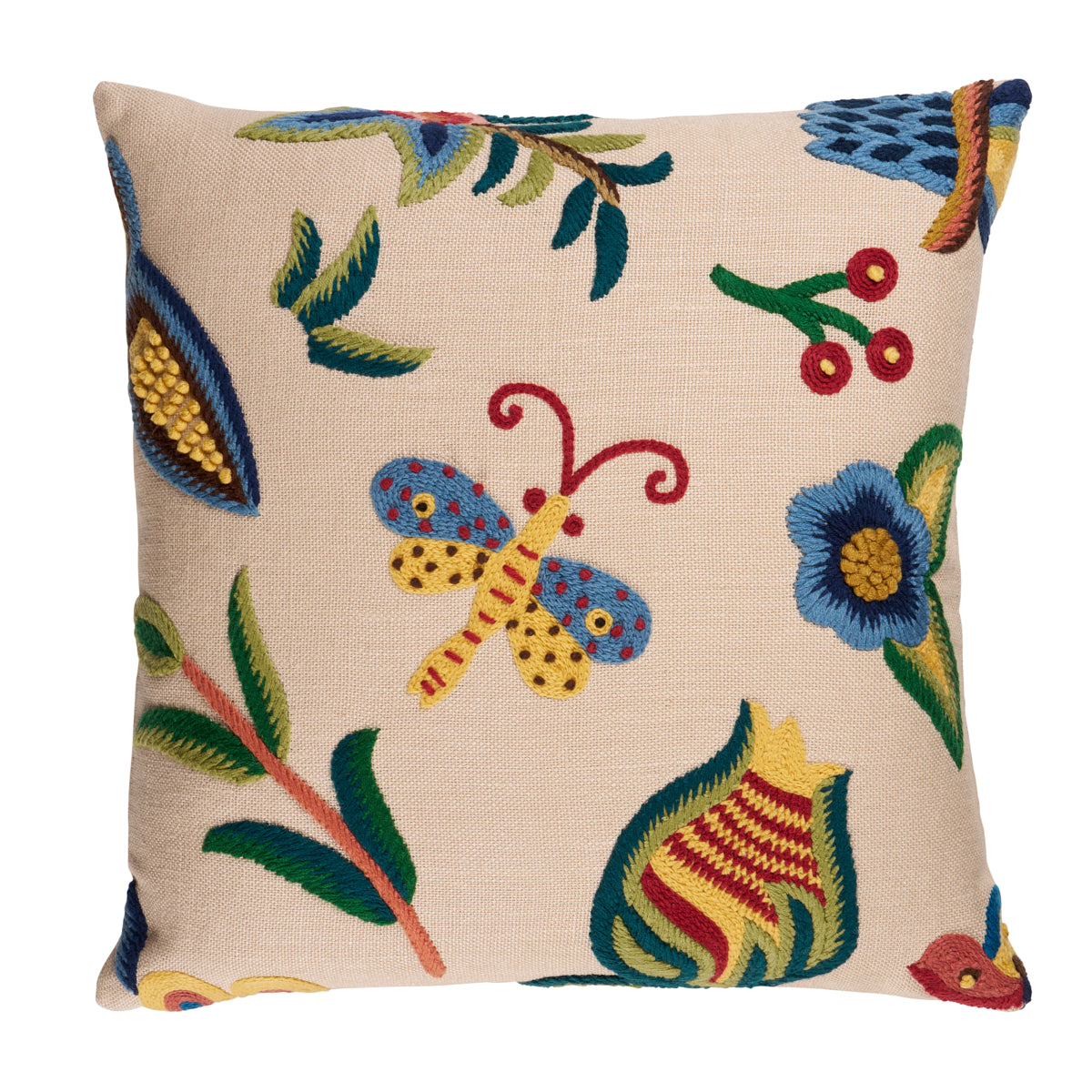 Spotswood Crewel Pillow B in Paradise by Schumacher