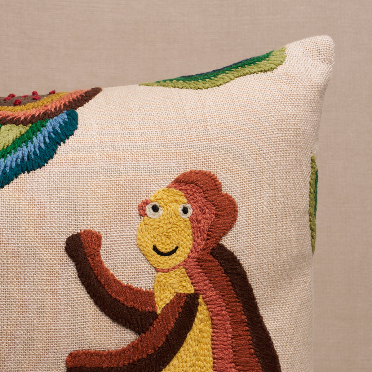 Spotswood Crewel Pillow C in Paradise by Schumacher - view 4 - Schumacher Pillow
