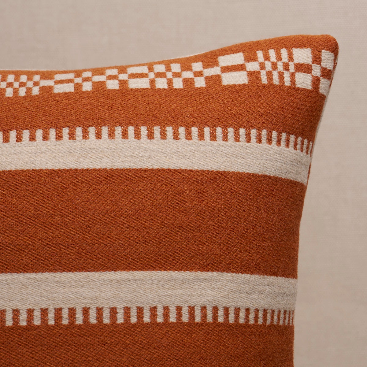 Schumacher Skyline Stripes Pillow pillow in Burnt Orange, 22" x 22" view 4 - Schumacher Pillow