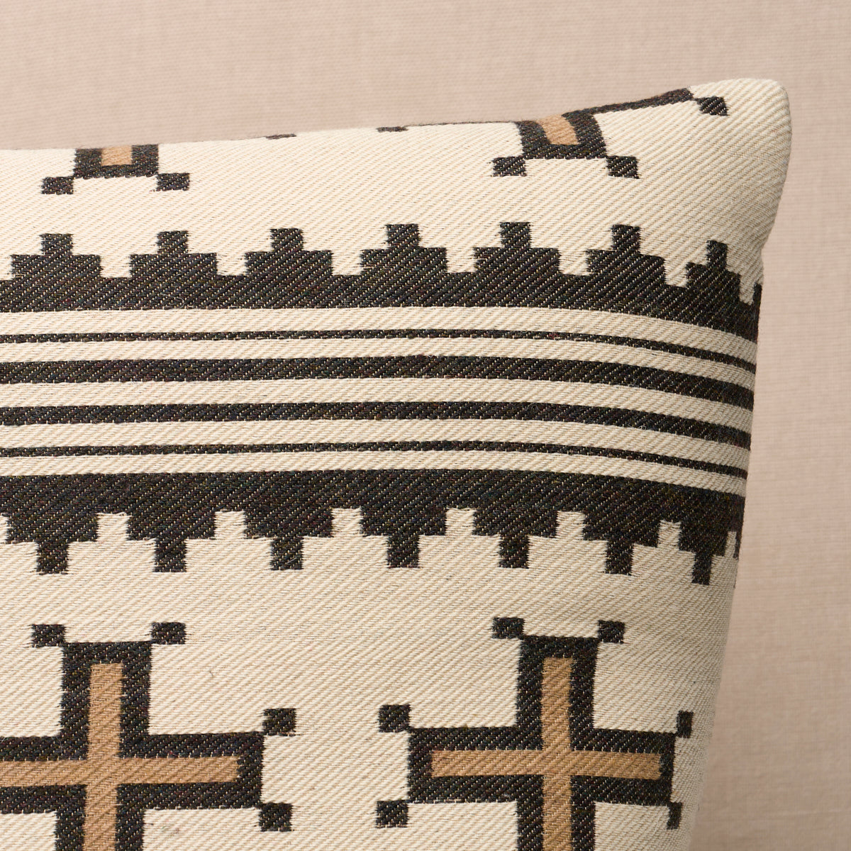 Schumacher Born for Water Pillow pillow in Neutral, 22" x 22" view 2 - Schumacher Pillow